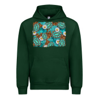 Forest Green Leopard and Turquoise Gemstone Background Urban Hoodie - texasbilliewilder