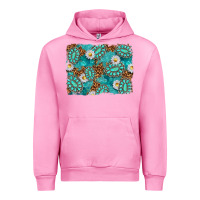 Fuchsia Pink Leopard and Turquoise Gemstone Background Urban Hoodie - texasbilliewilder