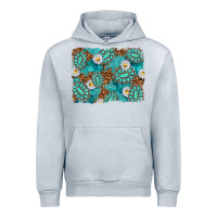 Heather Grey Leopard and Turquoise Gemstone Background Urban Hoodie - texasbilliewilder