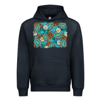 Navy Leopard and Turquoise Gemstone Background Urban Hoodie - texasbilliewilder