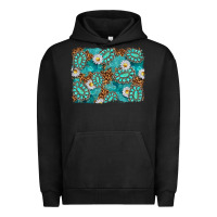 Pigment Black Leopard and Turquoise Gemstone Background Urban Hoodie - texasbilliewilder