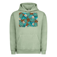 Pigment Oil Green Leopard and Turquoise Gemstone Background Urban Hoodie - texasbilliewilder