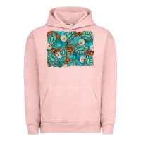 Pigment Salmon Leopard and Turquoise Gemstone Background Urban Hoodie - texasbilliewilder