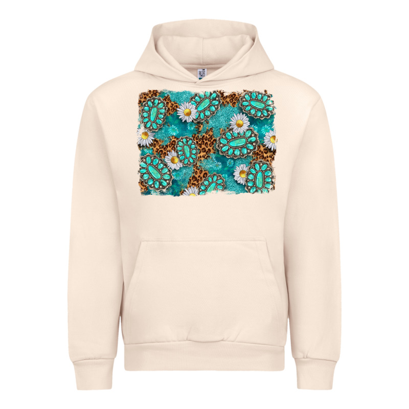 Leopard And Turquoise Gemstone Background Urban Hoodie by texasbilliewilder | Teevron