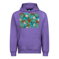Tulip Leopard and Turquoise Gemstone Background Urban Hoodie - texasbilliewilder