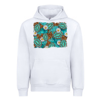White Leopard and Turquoise Gemstone Background Urban Hoodie - texasbilliewilder