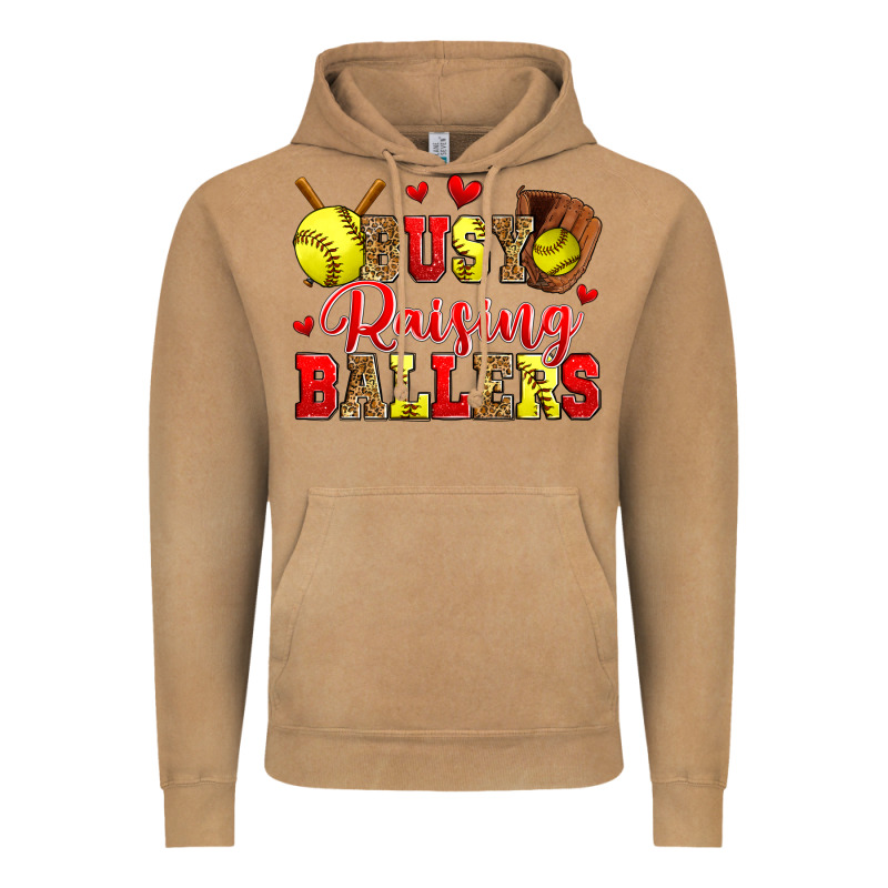 Busy Raising Ballers Softball Vintage Hoodie by Zillion Design Studio | Teevron