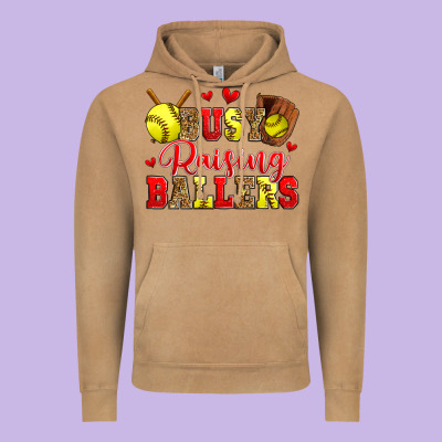 Busy Raising Ballers Softball Vintage Hoodie Designed By Zillion Design Studio
