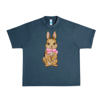 Midnight Navy easter rabbit pink flowers Urban Heavy Tee - BarkalooDesign