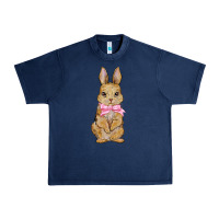 Navy easter rabbit pink flowers Urban Heavy Tee - BarkalooDesign