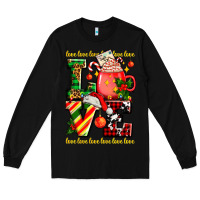 Black love with coffee cup and christmas lights Long Sleeve Tee - AdoDesignShop