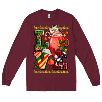 Burgundy love with coffee cup and christmas lights Long Sleeve Tee - AdoDesignShop
