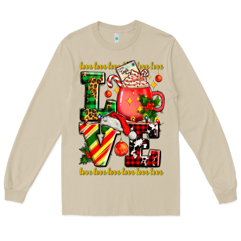 Love With Coffee Cup And Christmas Lights Long Sleeve Tee by AdoDesignShop | Teevron