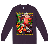 Plum love with coffee cup and christmas lights Long Sleeve Tee - AdoDesignShop