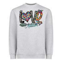 Heather Grey love autism Heavyweight Sweatshirt - SublimationCraftShop