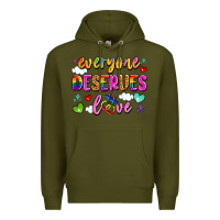 Army Green everyone deserves love Premium Hoodie - Artiststas