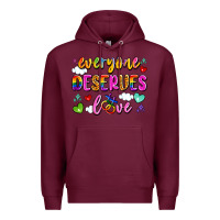 Burgundy everyone deserves love Premium Hoodie - Artiststas