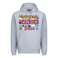 Heather Grey everyone deserves love Premium Hoodie - Artiststas