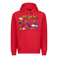 Red everyone deserves love Premium Hoodie - Artiststas
