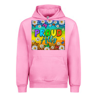 Fuchsia Pink LGBTQ+ proud ally with daisy Urban Hoodie - NancyCooperArtShop