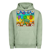 Pigment Oil Green LGBTQ+ proud ally with daisy Urban Hoodie - NancyCooperArtShop