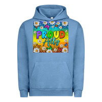 Pigment Pebble Blue LGBTQ+ proud ally with daisy Urban Hoodie - NancyCooperArtShop