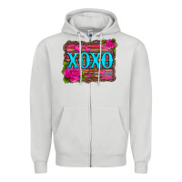Dove Grey xoxo valentine's day pink roses and hearts Zipper Hoodie - Jasminsmagicworld