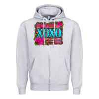Heather Grey xoxo valentine's day pink roses and hearts Zipper Hoodie - Jasminsmagicworld
