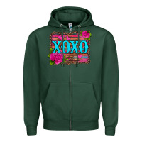 Sports Green xoxo valentine's day pink roses and hearts Zipper Hoodie - Jasminsmagicworld