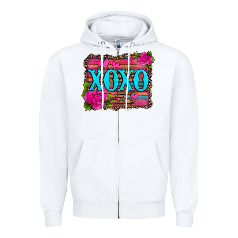 Xoxo Valentine's Day Pink Roses And Hearts Zipper Hoodie by Jasminsmagicworld | Teevron