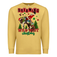 Antique Gold dreaming of a wild west christmas cowboy santa Premium Sweatshirt - MaliasSmallBusiness
