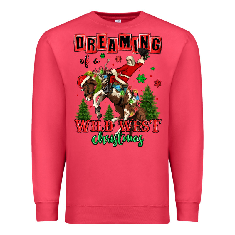 Dreaming Of A Wild West Christmas Cowboy Santa Premium Sweatshirt by MaliasSmallBusiness | Teevron