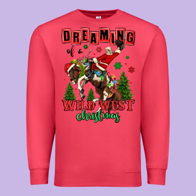 Dreaming Of A Wild West Christmas Cowboy Santa Premium Sweatshirt Designed By Maliassmallbusiness