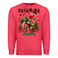Cardinal dreaming of a wild west christmas cowboy santa Premium Sweatshirt - MaliasSmallBusiness