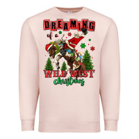 Pale Pink dreaming of a wild west christmas cowboy santa Premium Sweatshirt - MaliasSmallBusiness