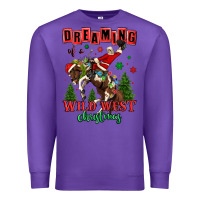 Purple dreaming of a wild west christmas cowboy santa Premium Sweatshirt - MaliasSmallBusiness