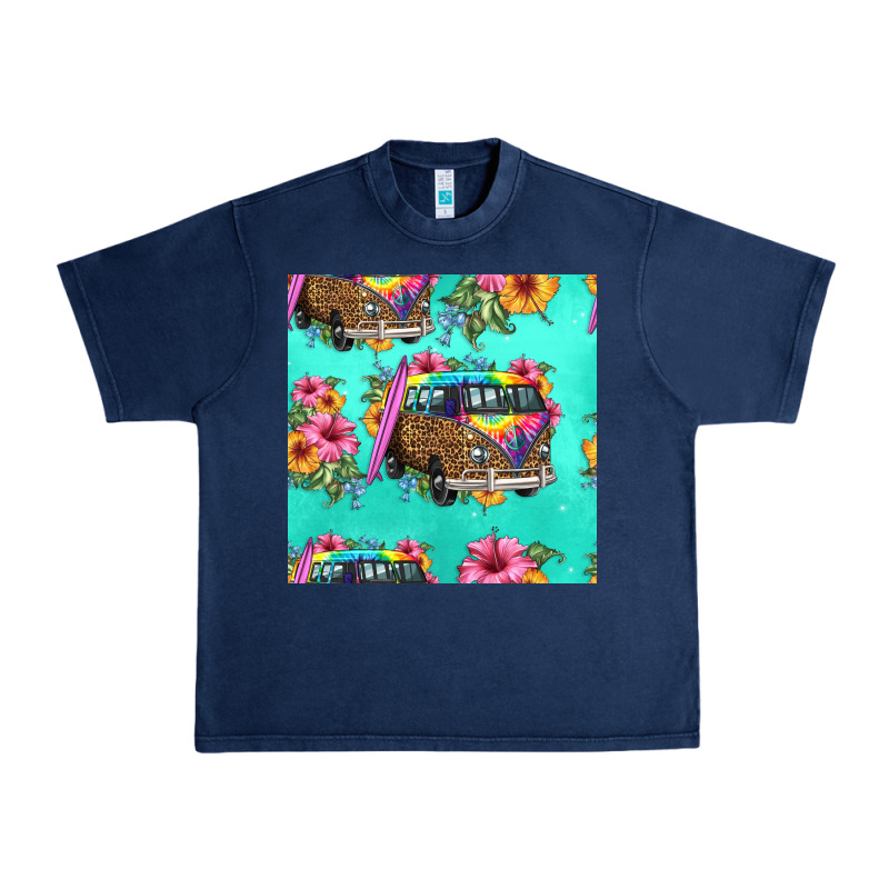 Floral Hippie Truck Seamless Pattern Urban Heavy Tee by HRA Design Shop | Teevron