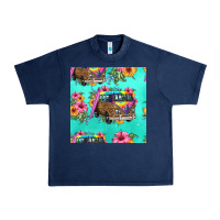Navy floral hippie truck seamless pattern Urban Heavy Tee - HRA Design Shop