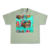 Oil Green floral hippie truck seamless pattern Urban Heavy Tee - HRA Design Shop