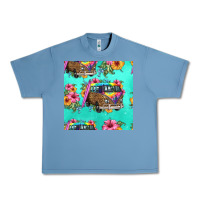 Pebble Blue floral hippie truck seamless pattern Urban Heavy Tee - HRA Design Shop
