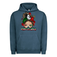 Pigment Midnight Navy Mexicana messy bun Urban Hoodie - NancyCooperArtShop
