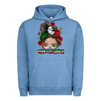 Pigment Pebble Blue Mexicana messy bun Urban Hoodie - NancyCooperArtShop