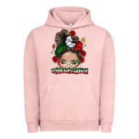 Pigment Salmon Mexicana messy bun Urban Hoodie - NancyCooperArtShop