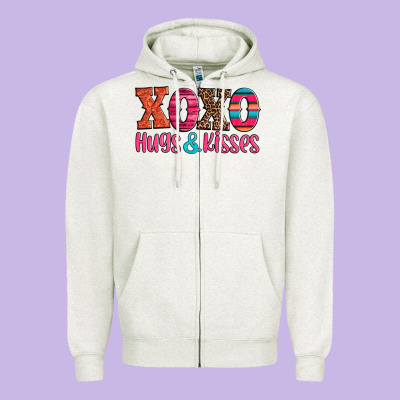 Xoxo Hugs And Kisses Zipper Hoodie Designed By Jasminsmagicworld