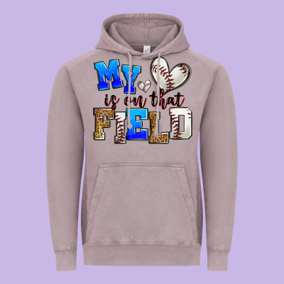 My Heart Is On That Field Baseball Vintage Hoodie Designed By Zillion Design Studio