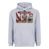 Heather Grey busy doing cowgirl shit liquor boots cigarette Heavyweight Hoodie - NancyCooperArtShop