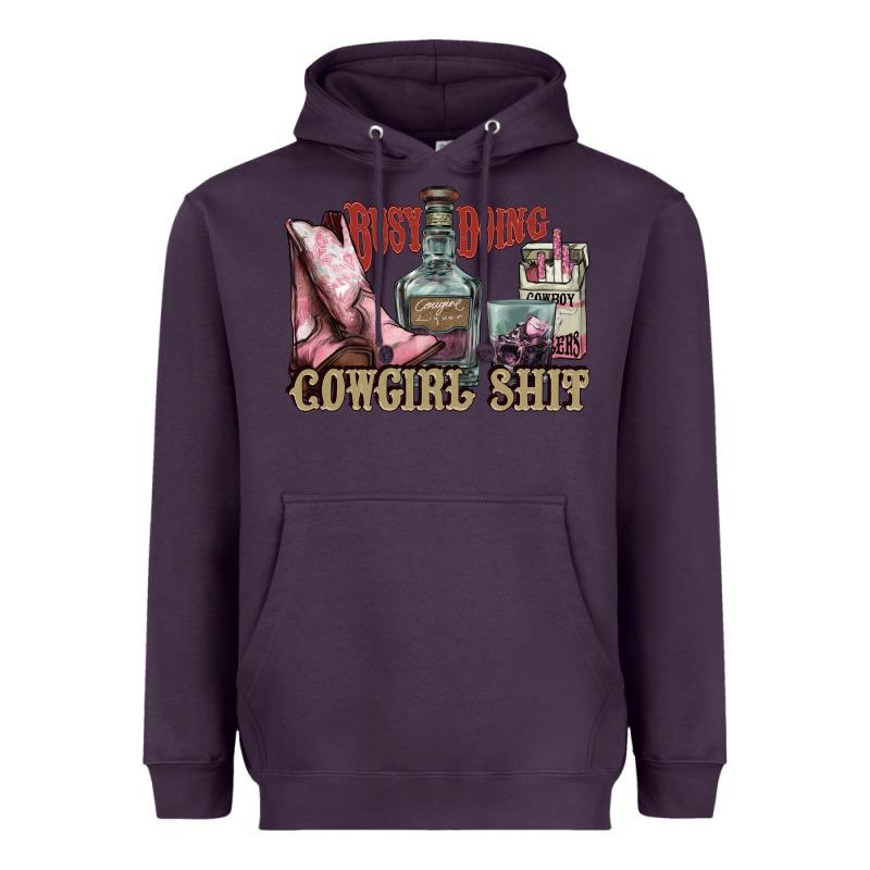 Busy Doing Cowgirl Shit Liquor Boots Cigarette Heavyweight Hoodie by NancyCooperArtShop | Teevron