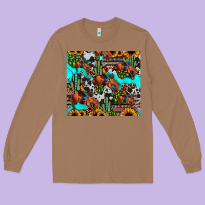 Rodeo Cowboy Tumbler Long Sleeve Tee Designed By Jahusdesignshop