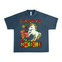 Midnight Navy christmas magical unicorn Urban Heavy Tee - FaDigitalArtStudio
