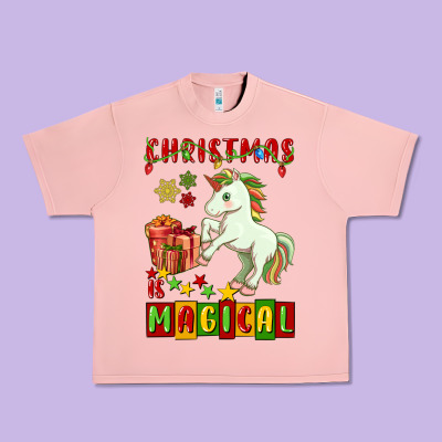 Christmas Magical Unicorn Urban Heavy Tee Designed By Fadigitalartstudio